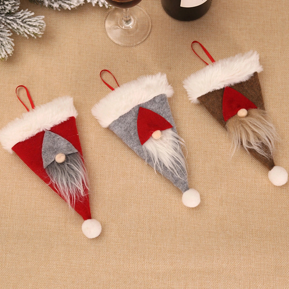 2Pcs Christmas Tableware Cover Faceless Santa Knives and Fork Cutlery Bag