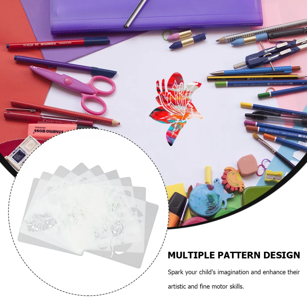 18pcs Cartoon Plant Painting Template Drawing Tools Multi-pattern Hollow Out Painting Stencil for Kids Boys Girls (Mixed Style)