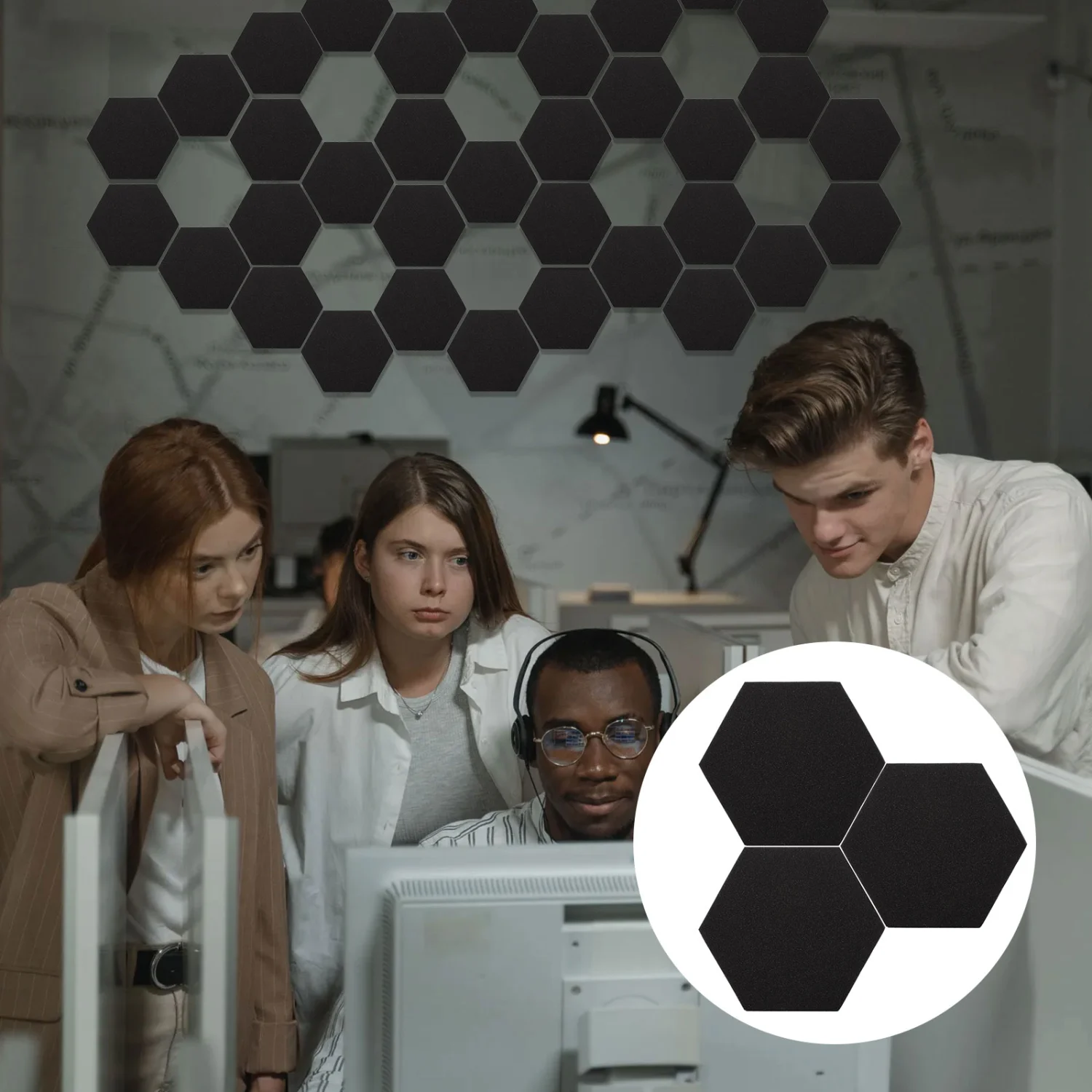 3PCS Soundproof Hexagon Fireproof High Density Soundproof Padding