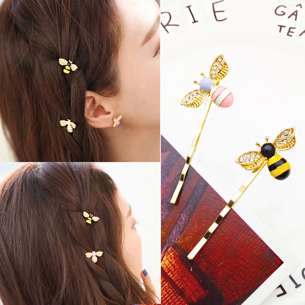 1pc Sweet Bee Hairpins Lovely Side Clips Barrettes Bobby Pin for Girls Lady (Black and Yellow)