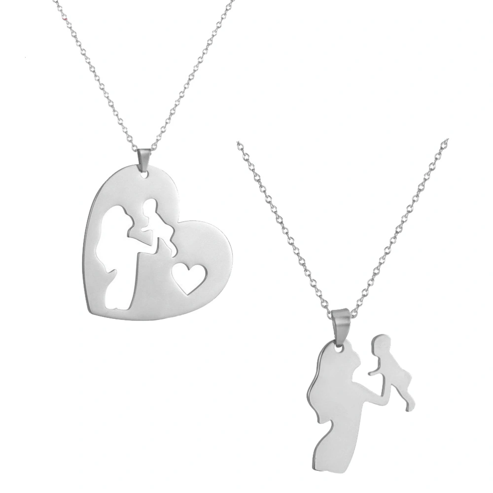 1 Set Stainless Steel Necklaces Mother Child Necklaces Mother's Day Pendant Gift