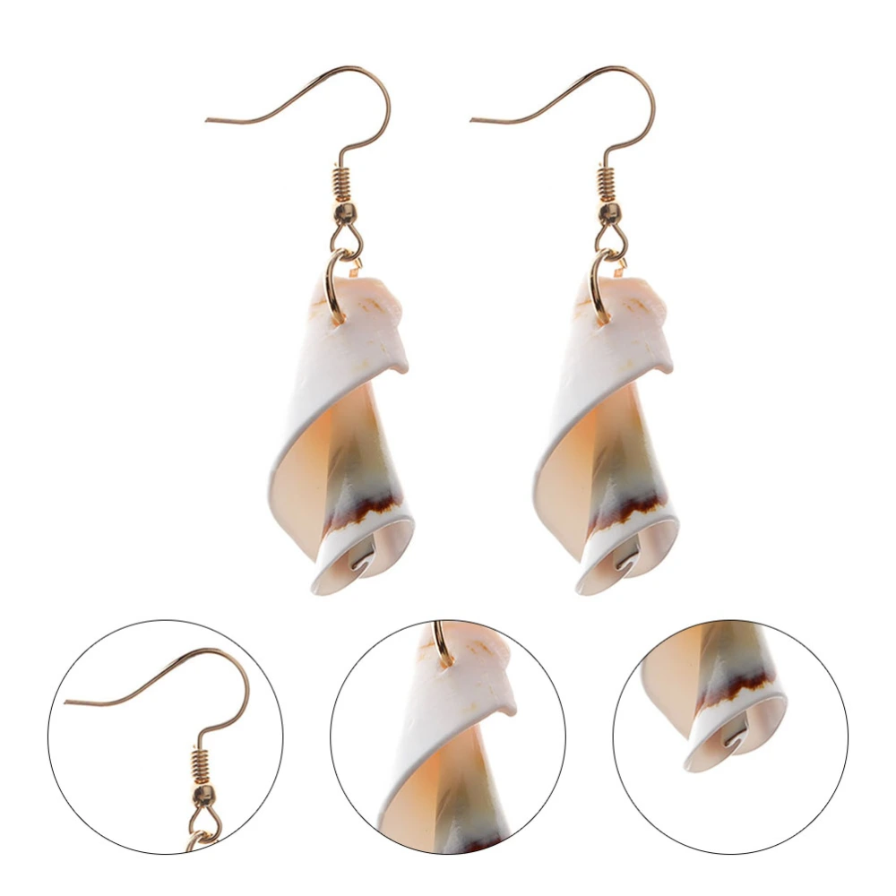 1 Pair of Beach Earrings Vintage Ear Pendants Women Ear Decoration White