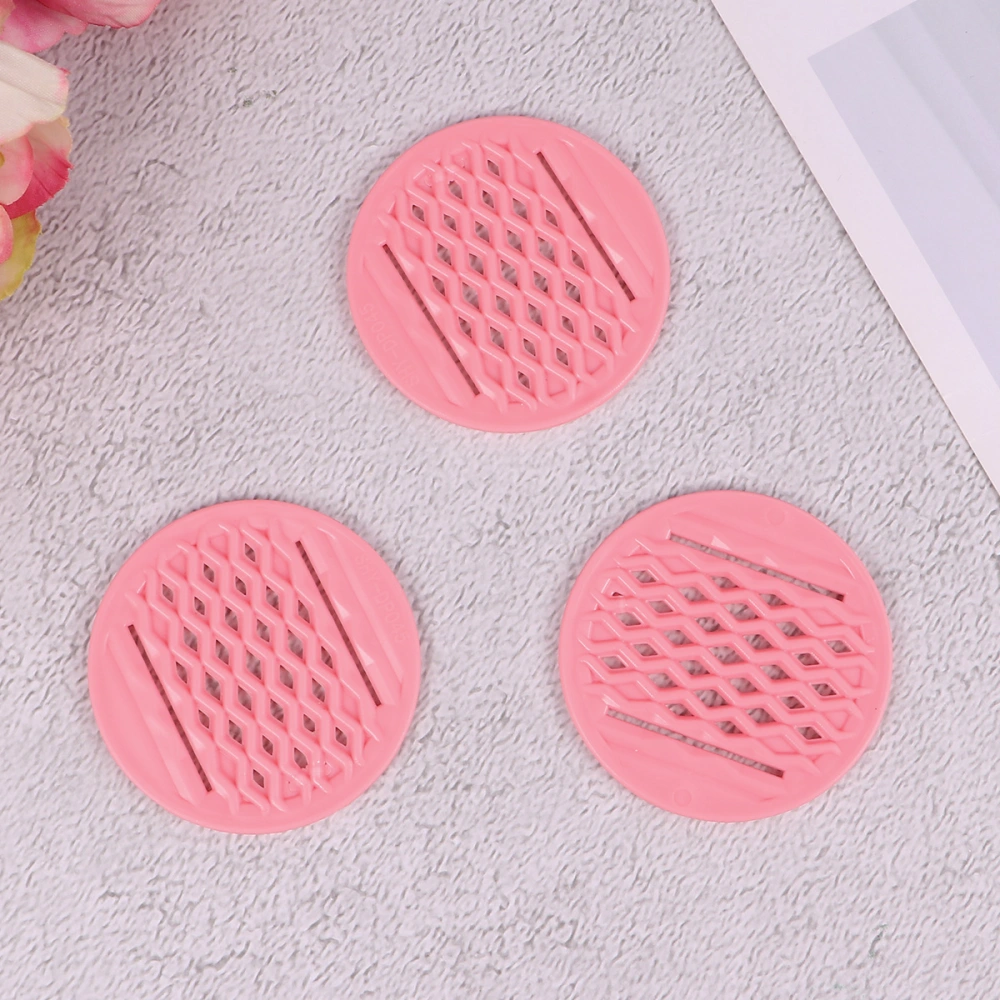 25 Pcs Round Mesh Pads Flowerpot Bottom Grid Hard PP Colored Mat Garden Drainage Mesh Hollow Pads for Home Planting Supplies (Pink, 4.5CM Diameter)