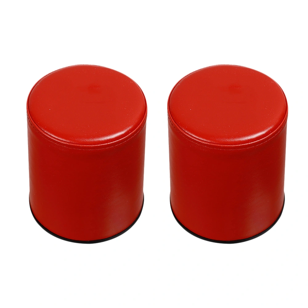 2Pcs Leather Dice Cup Cylindrical Dice Box Anti-Cheating Dice Box KTV Funny Game Tool (Red)