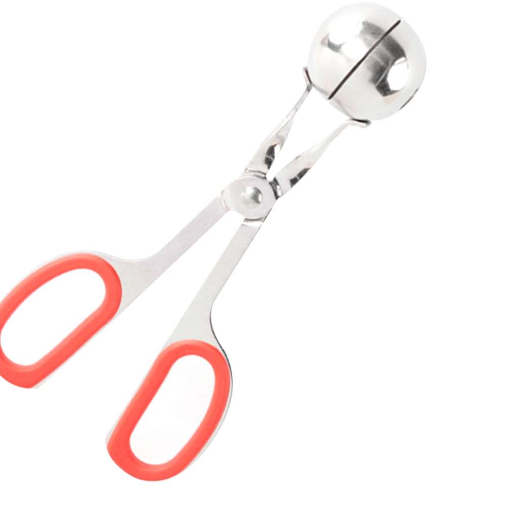 2pcs Stainless Steel Meat Ball Clip Convenient Meatball Clip Kitchen Meat Ball Clip for Home Restaurant (S Size Red + L Size Red)