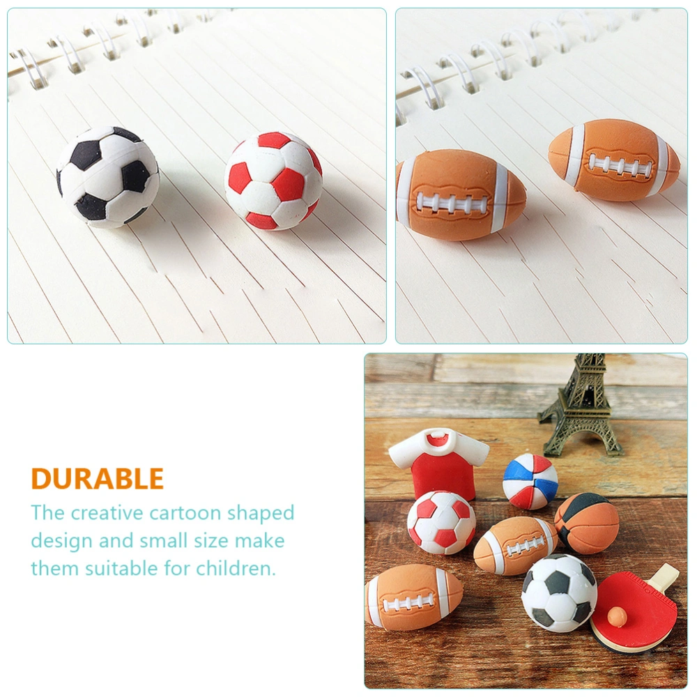 25Pcs Small Pencil Eraser Football Basketball Rugby Eraser Decorative Eraser Decor Kids Gift (Mixed Style)