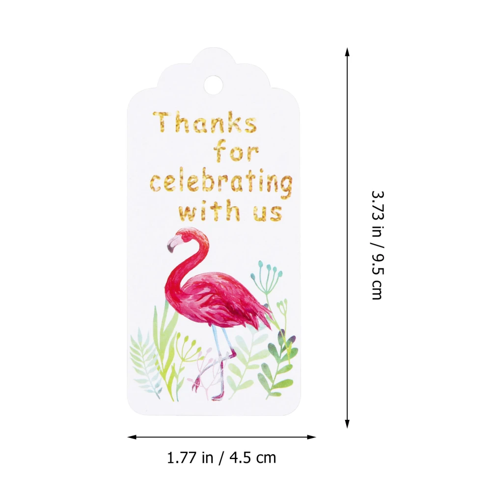 50Pcs Flamingo Printed Thanks Tags Decor Cards Gift Label Tags with Cotton Rope