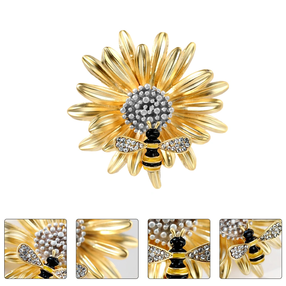 1PC Creative Daisy Bee Brooch Simple All-match Corsage Accessories (Golden)