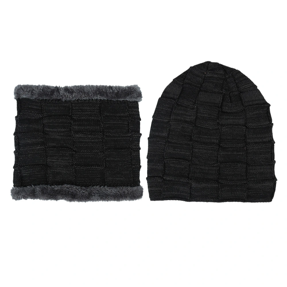 Knitted Hat Winter Hats Scarf Gloves for Women Men Thick Polyacrylic Fiber Winter Accessories Set Female Male Scarf Gloves(Black)