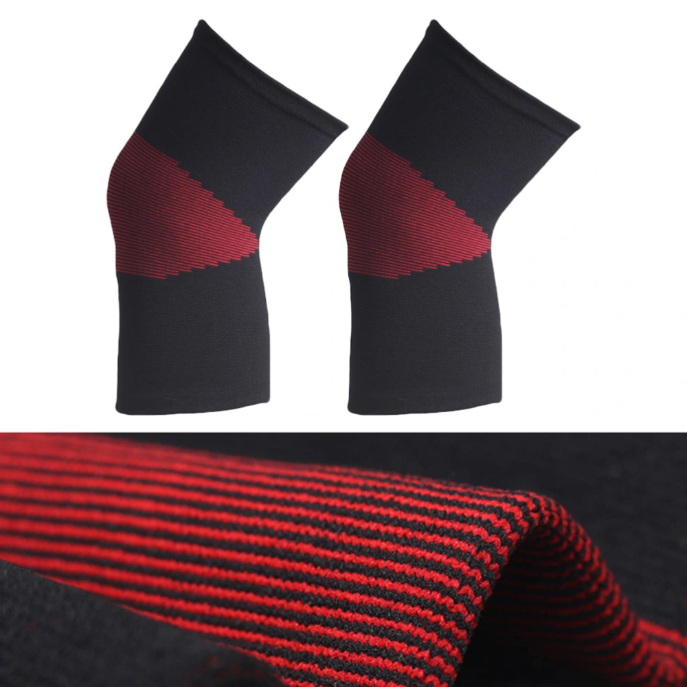 1 Pair Sports Kneepad Elastic Outdoor Sports Exercise Fitness Knee Brace Protection Knee Pad Knees Sleeves Black and Red Size M