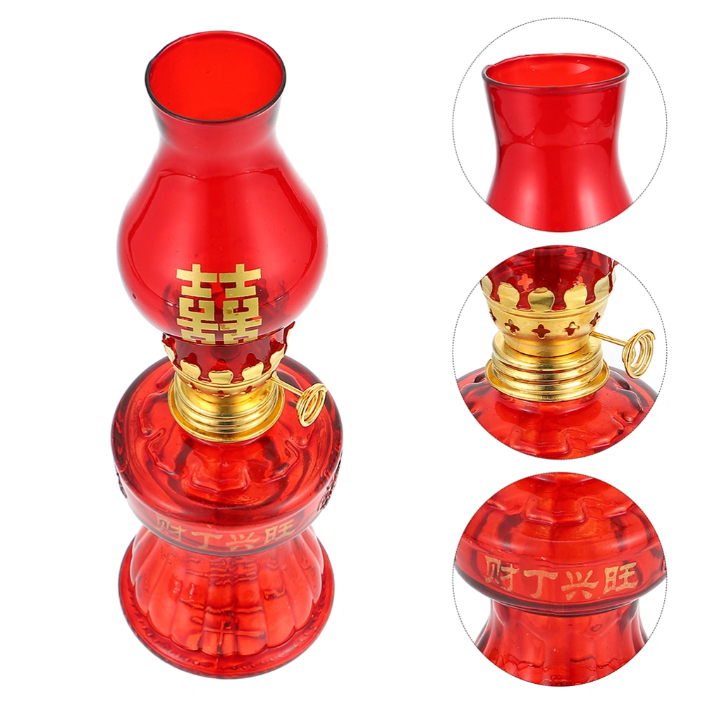 2pcs Wedding Oil Lights Glass Red Kerosene Lamps Desktop Oil Lamps Kerosene Lamp Decors