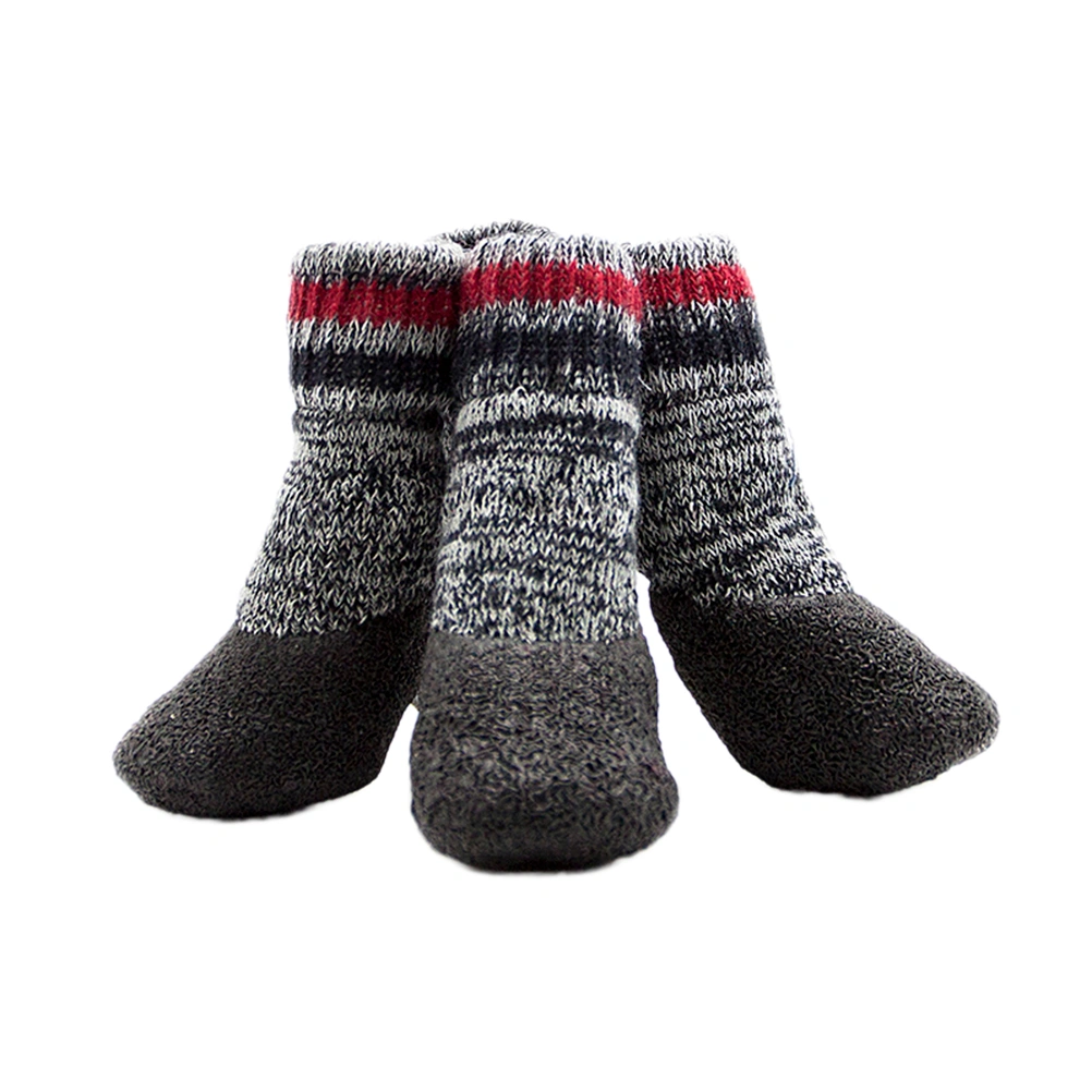 2 Pair Pet Fall Winter Terry Padded Warm Waterproof Pet Dog Socks Non-slip Dirt Dog Shoes (Gray1#)