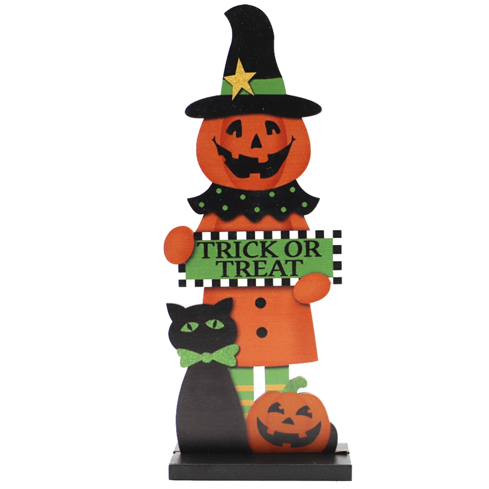 Halloween Wooden Crafts Desktop Decorative Pumpkin Ornaments for Home