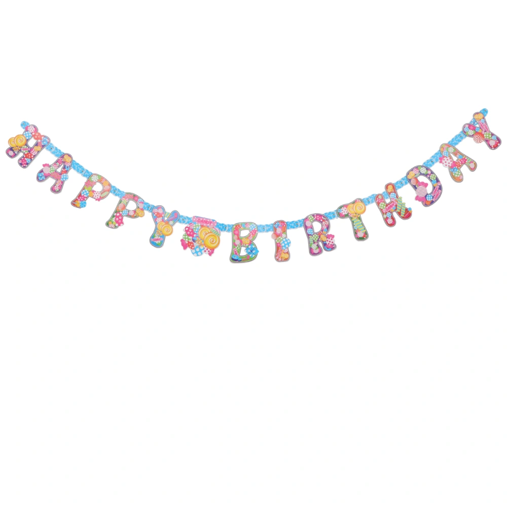 2M Happy Birthday Paper Bunting Banner with Pattern Design Decoration Hanging Garland Birthday Party Supplies