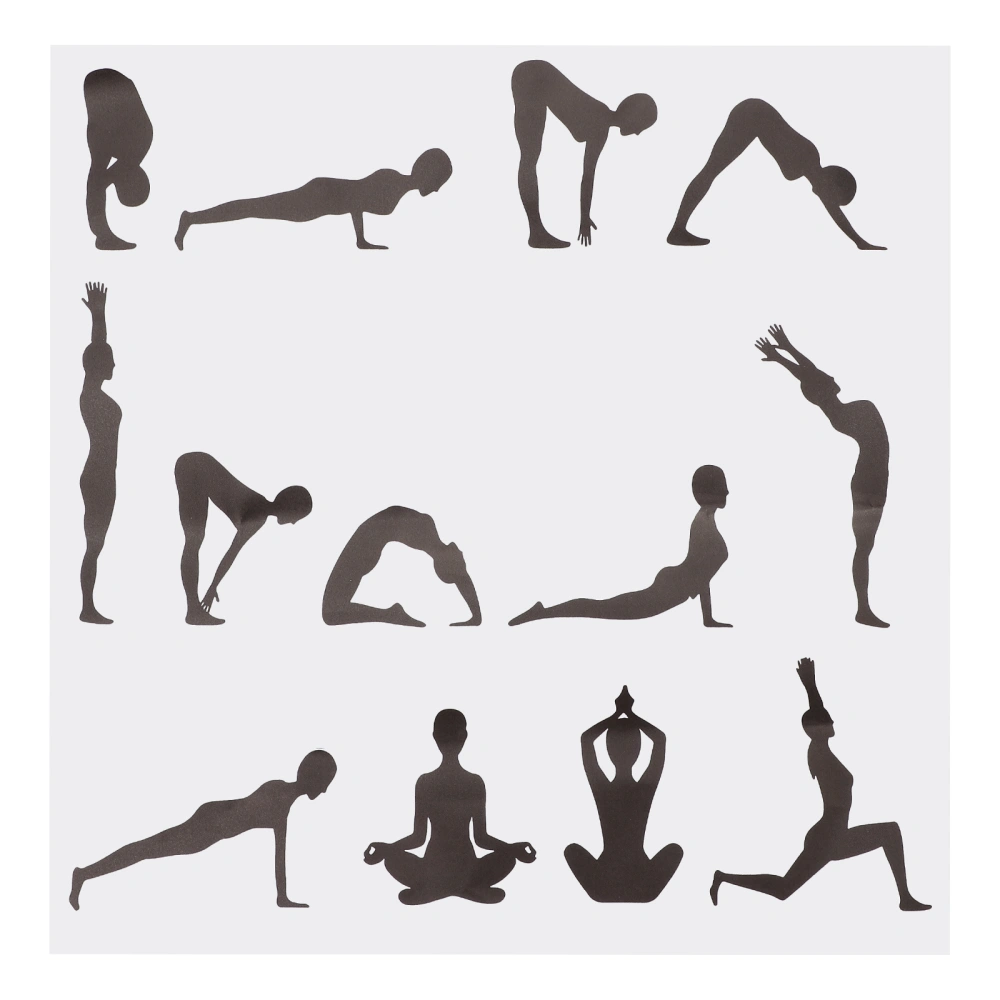 1Pc Style Wall Pasters Yoga Postures Wall Sticker Silhouette Wall Decals for Home Yoga Class 42x42cm