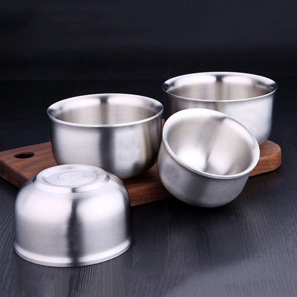 304 Stainless Steel Bowl Household Utensils Heat Insulated Double Wall Instant Noodles Metal Bowl (14.5CM)