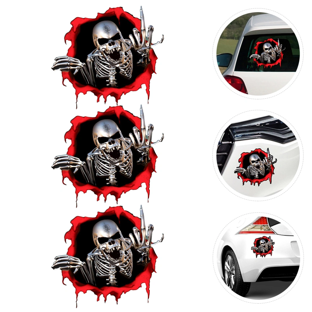 3Pcs Personalized Car Emblem Simulated Skull Car Sticker Truck Accessory Sticker