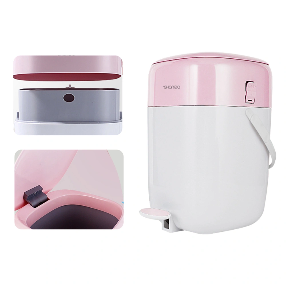 1PC Pedal Trash Can Creative Garbage Bin with Lid Household Trash Box Portable Sorting Garbage Container for Home Kitchen Toilet (Pink)