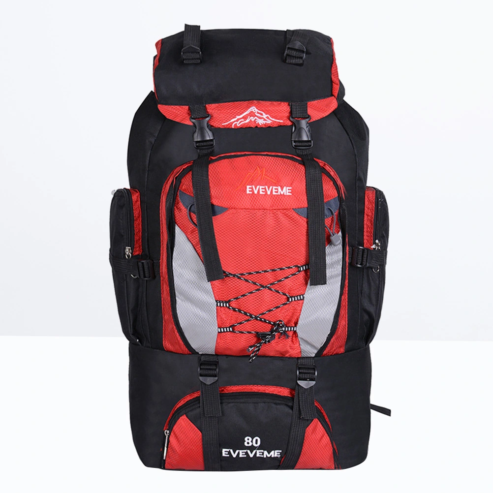 80L Multifunctional Backpacks for Travel Waterproof Daypack for Hiking Camping Sports Lightweight Shoulder Bag Men Women Outdoor Backpack (Red)