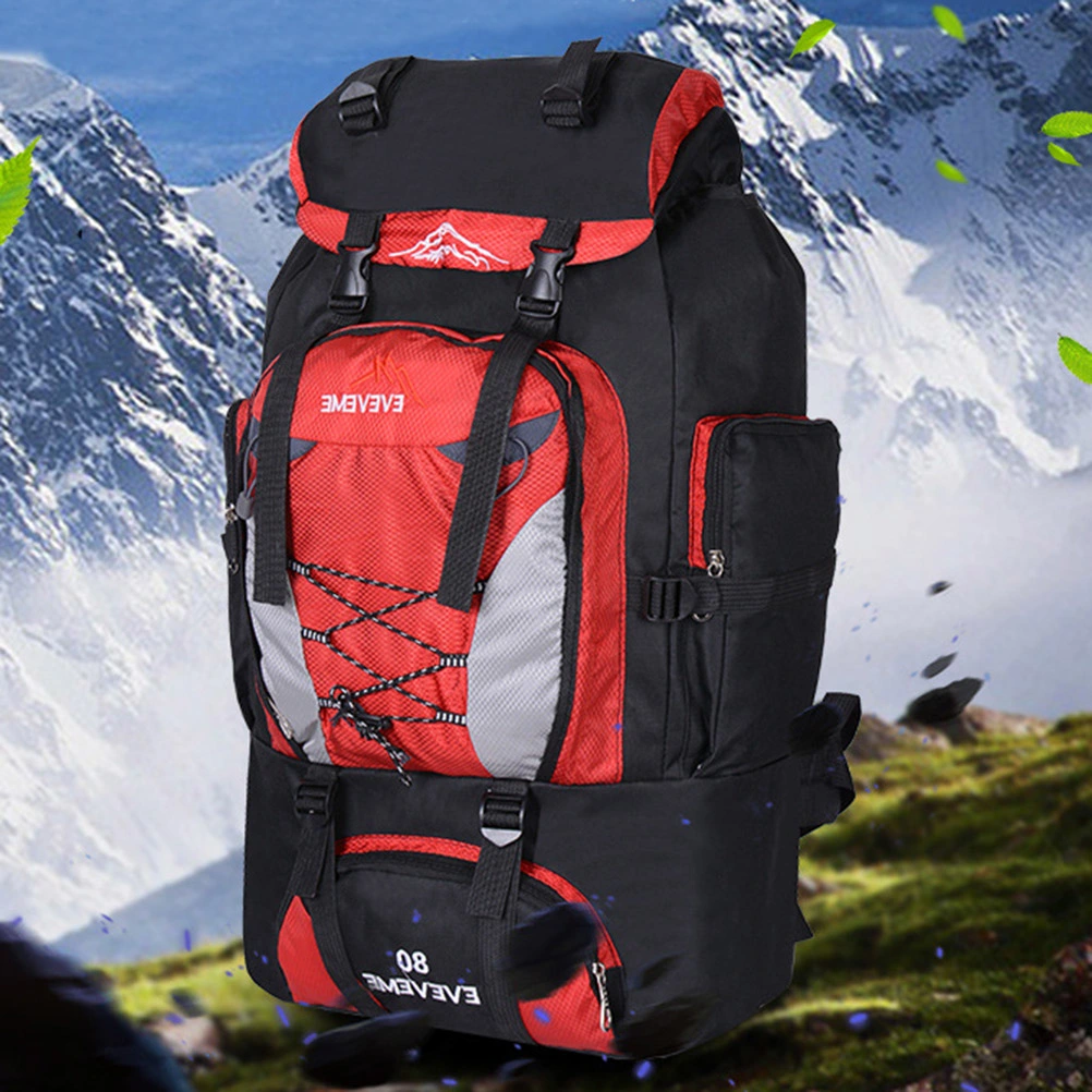 80L Multifunctional Backpacks for Travel Waterproof Daypack for Hiking Camping Sports Lightweight Shoulder Bag Men Women Outdoor Backpack (Red)