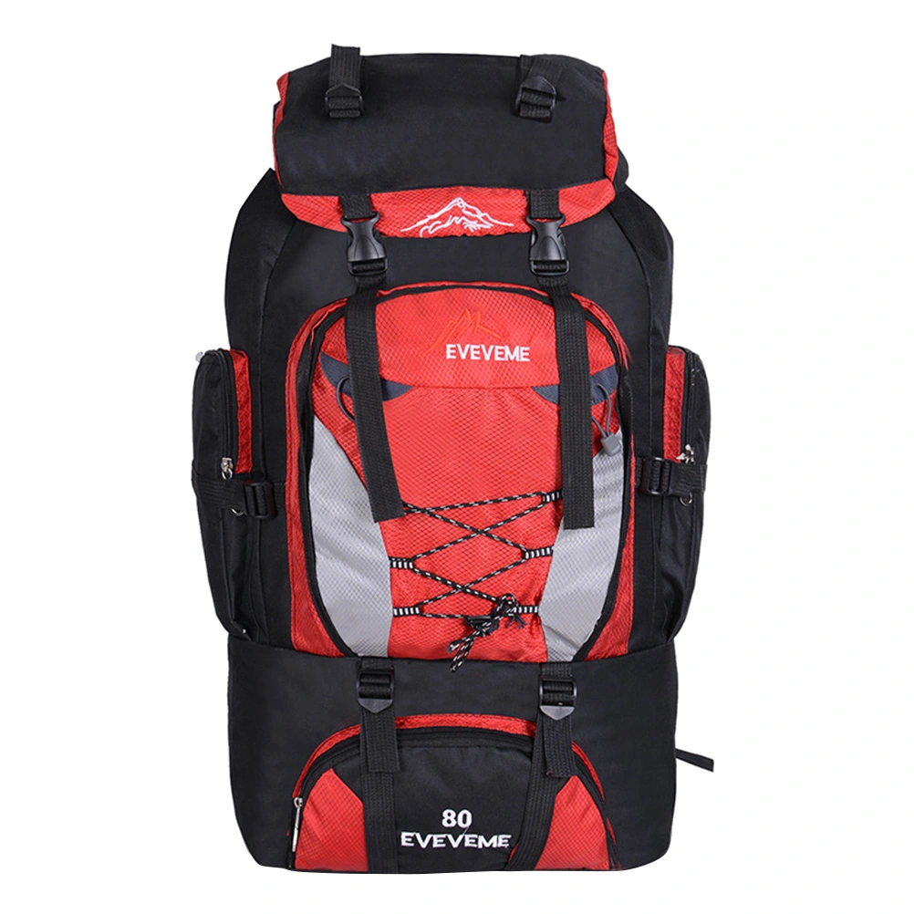 80L Multifunctional Backpacks for Travel Waterproof Daypack for Hiking Camping Sports Lightweight Shoulder Bag Men Women Outdoor Backpack (Red)