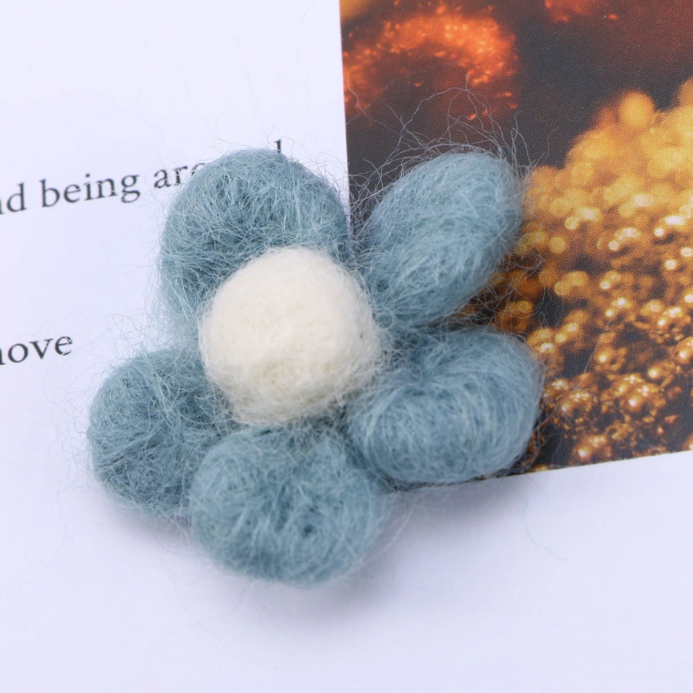 Colorful Flower Wool Felt Balls DIY Kids Hairpins Decoration Wool Felt Balls for DIY Christmas Crafts Accessory(Hole Blue)