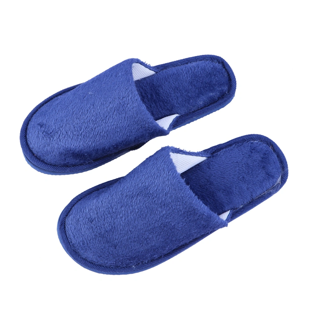 1 Pair Cozy Warm Plush Slippers Men Women Winter Indoor Home Household Footwear Shoes Size 44-45 (Blue)