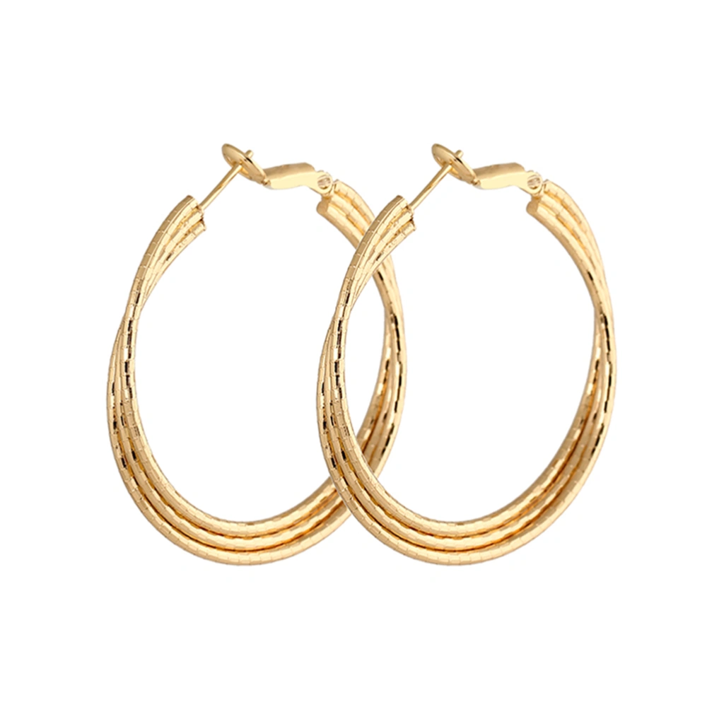 Pair of Fashion Three-Layer Style Women Girls 18K Gold Plated Ear Pendants Earrings (Golden)