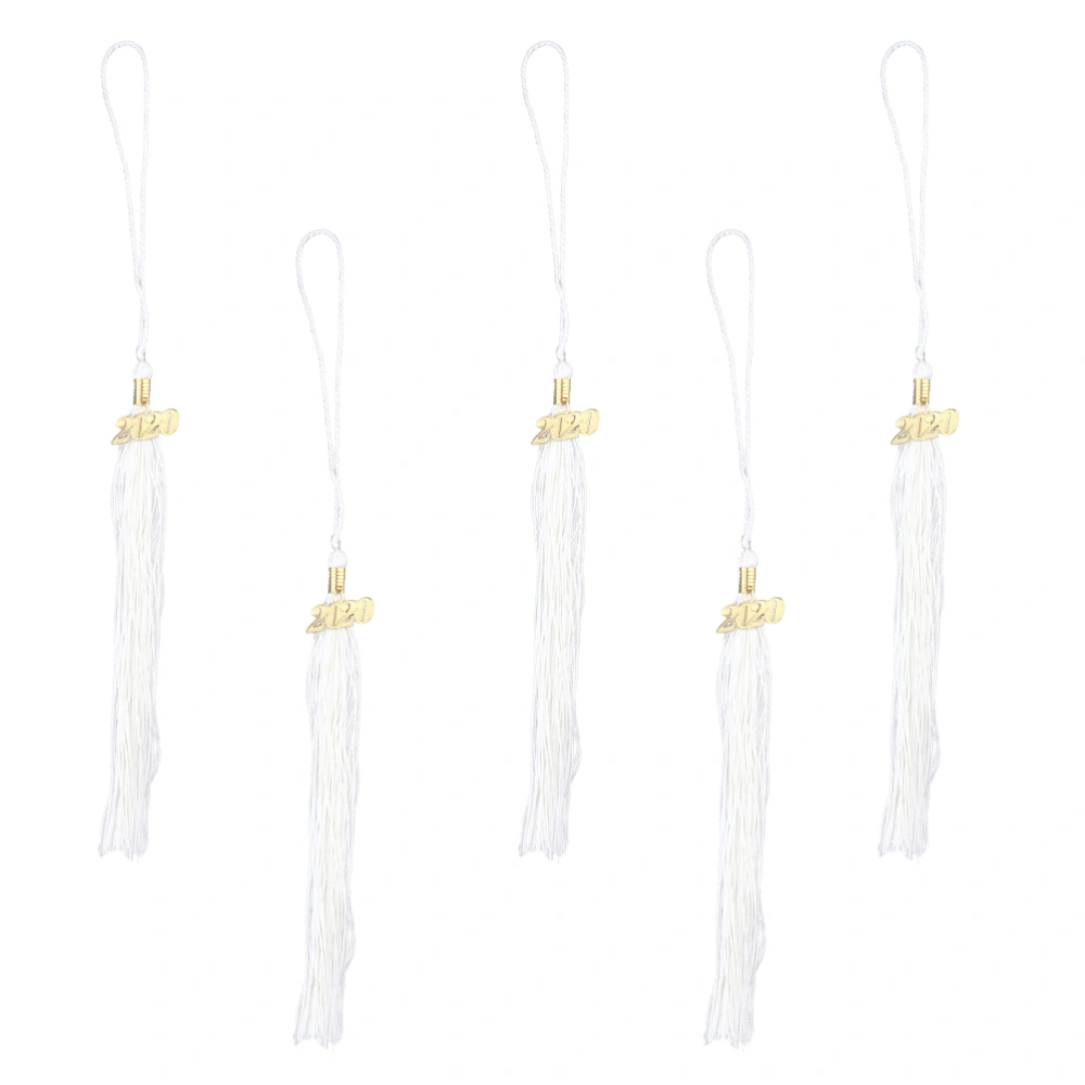 5pcs 2020 Academic Graduation Hat Tassel Graduation Season Doctor Tassel Honor Decorative Tassel Doctor Pendant(White)