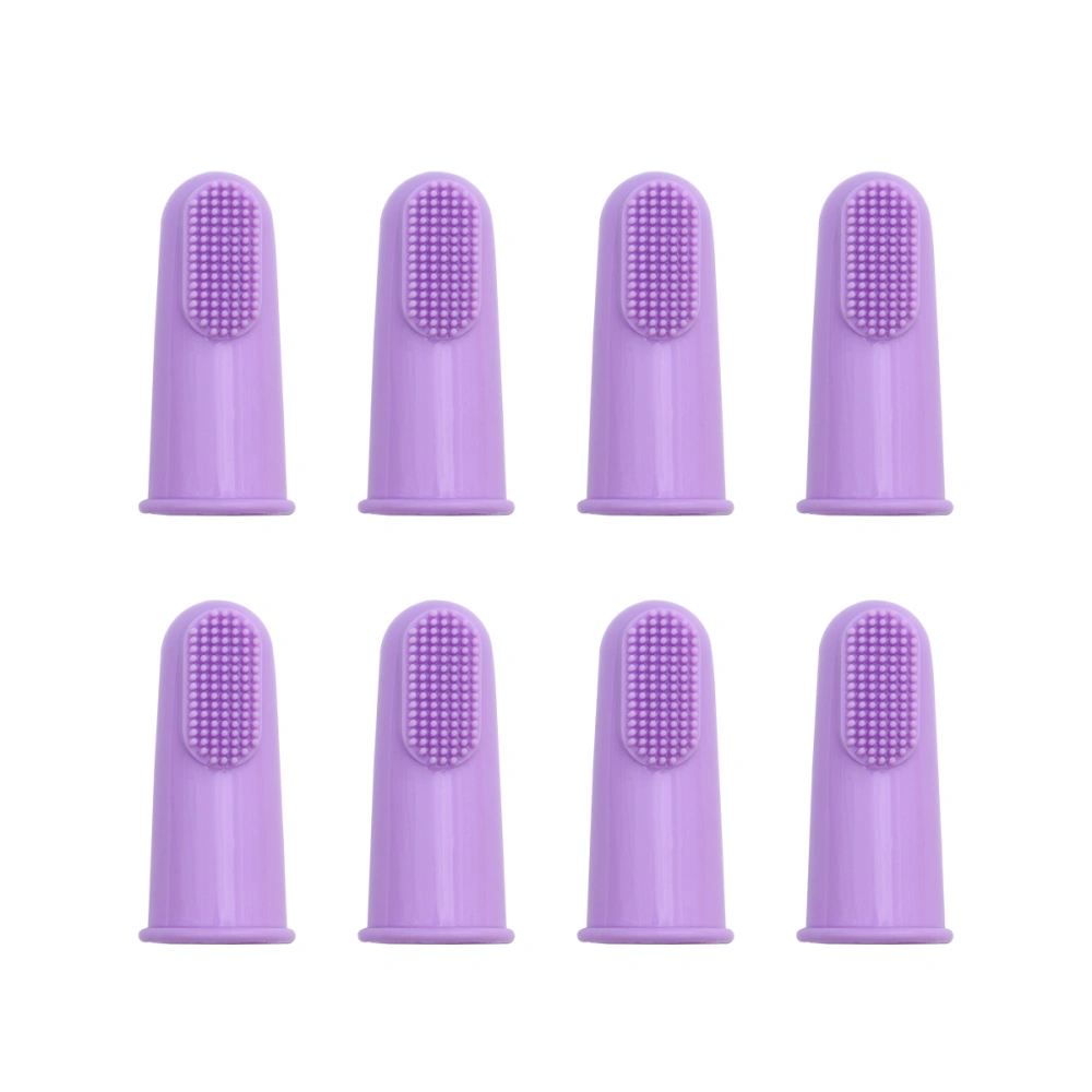 8pcs Pet Oral Stain Removal Brush Dental Hygiene Brushes Toothbrush Pet Cleaning Tool for Pet Cat Dog (Purple)