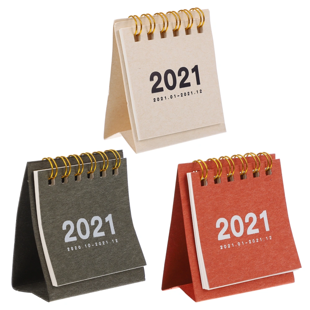 3 Pcs Mini 2021 Desktop Calendar Creative Calendar Paper Calendar Decor