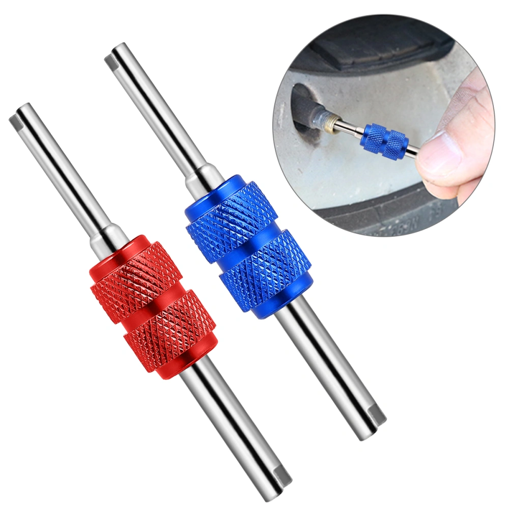 BESTOMZ 2 Pcs Professional Car Tire Stem Core Remover Tool Installer Repair Tool (Red and Blue)