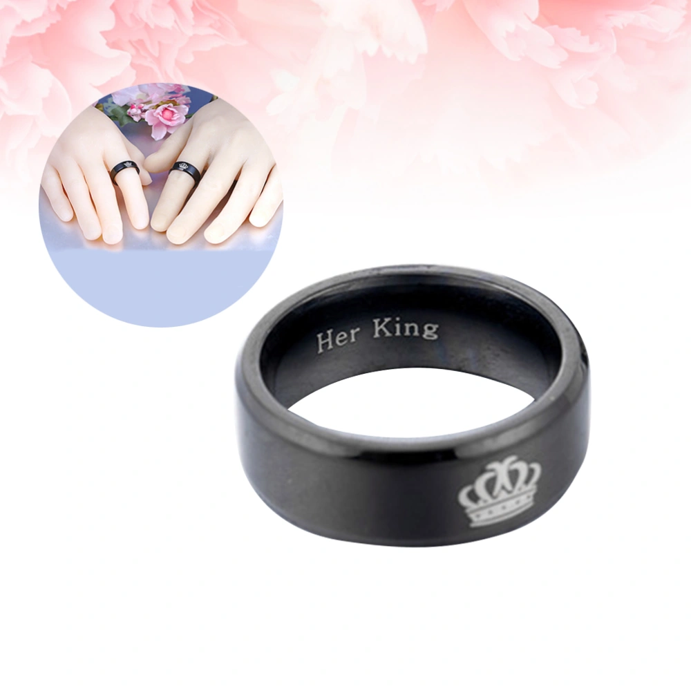 Couples Ring Titanium Steel Crown Stainless Steel Lover Rings Finger Ring for Wedding Promise Jewelry Size 8 (His King)