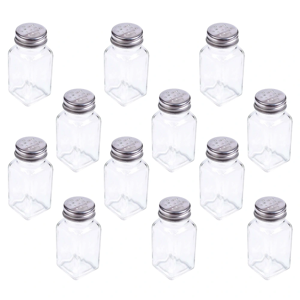 12pcs Glass Seasoning Bottle Spice Pot Pepper Shakers Salt Jar Condiment Containers Cruet for Barbecue Kitchen