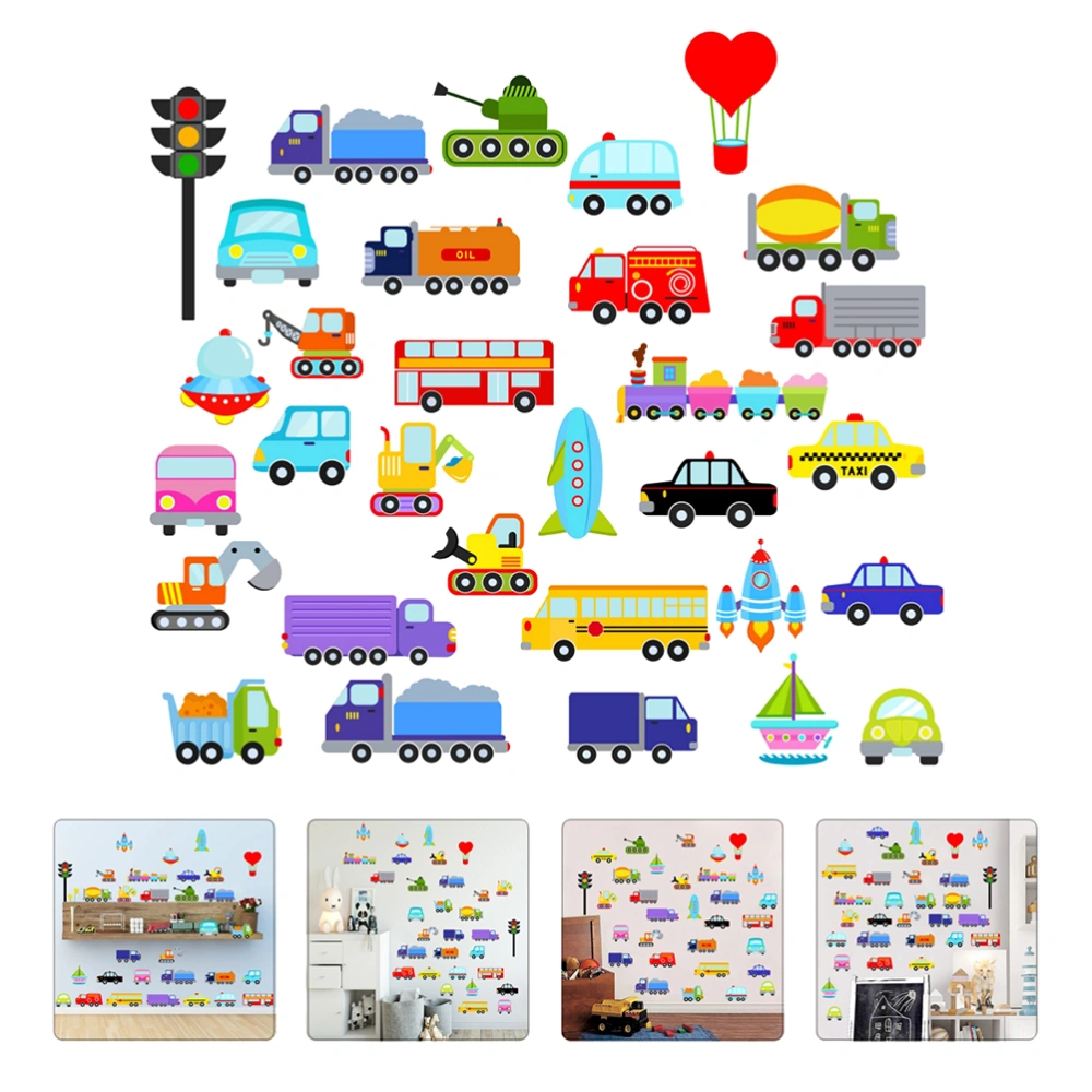 1 Set Creative Cartoon Car Airplane Sefl-adhesive Wall Stickers Wall Decals (Assorted Color)