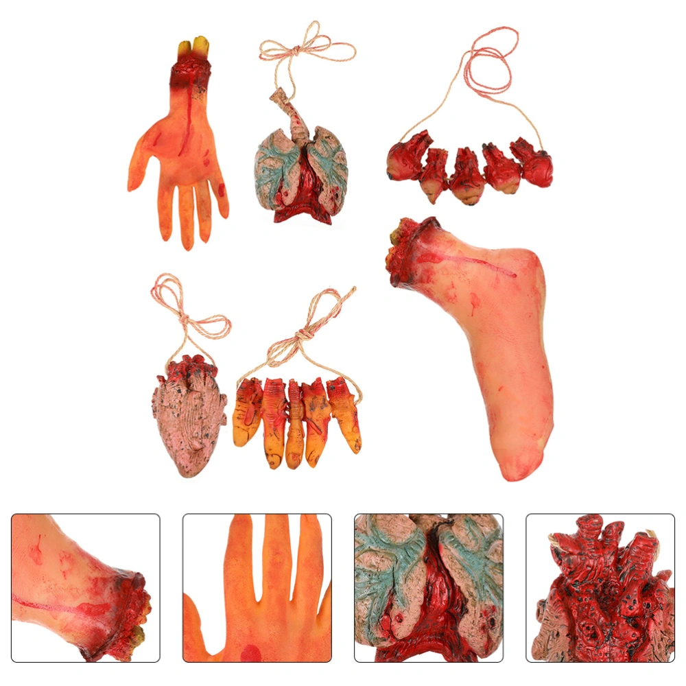 6pcs Fake Body Parts Simulation Broken Foot Pendants Horrible Decorations