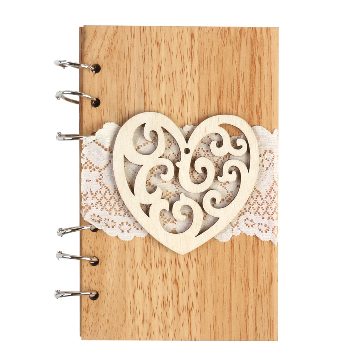 Wooden Notebook Roman Grain Love Flowers Notebook cut Wood Journal for Wedding