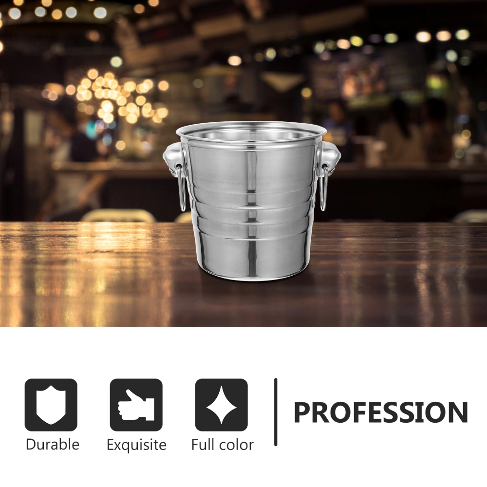 Stainless Steel Ice Storage Bucket Multipurpose Ice Bucket for KTV Bar (Silver)