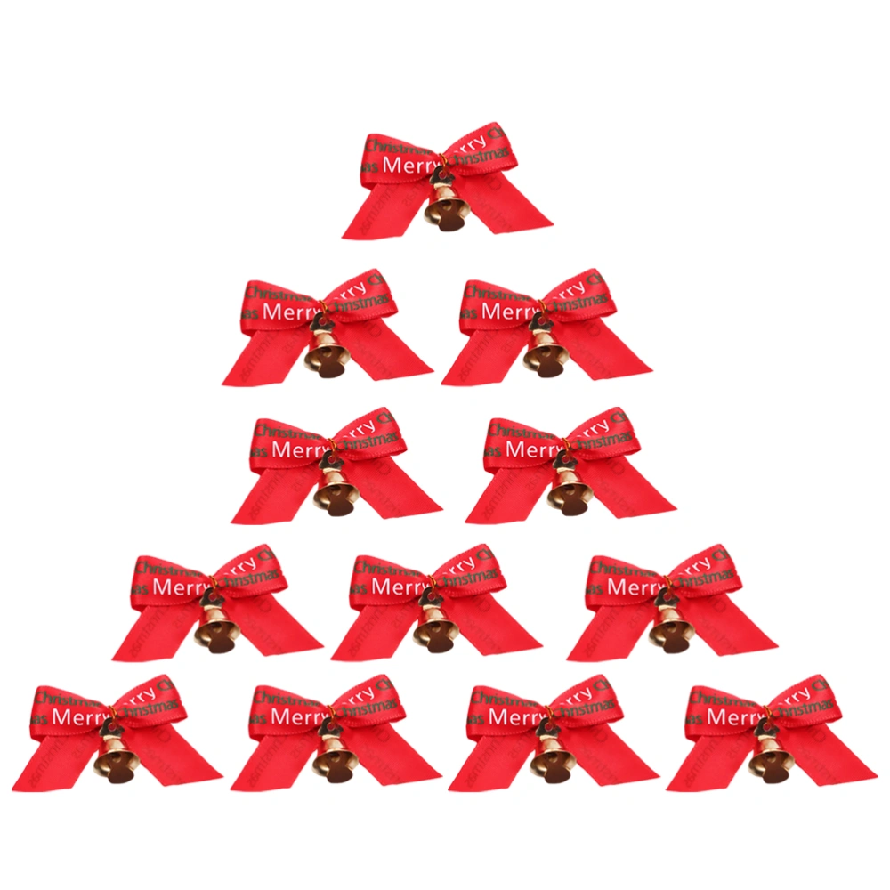 20Pcs Christmas Bowknot with Bell Wreath Ornament Festival Supply (Random Style)