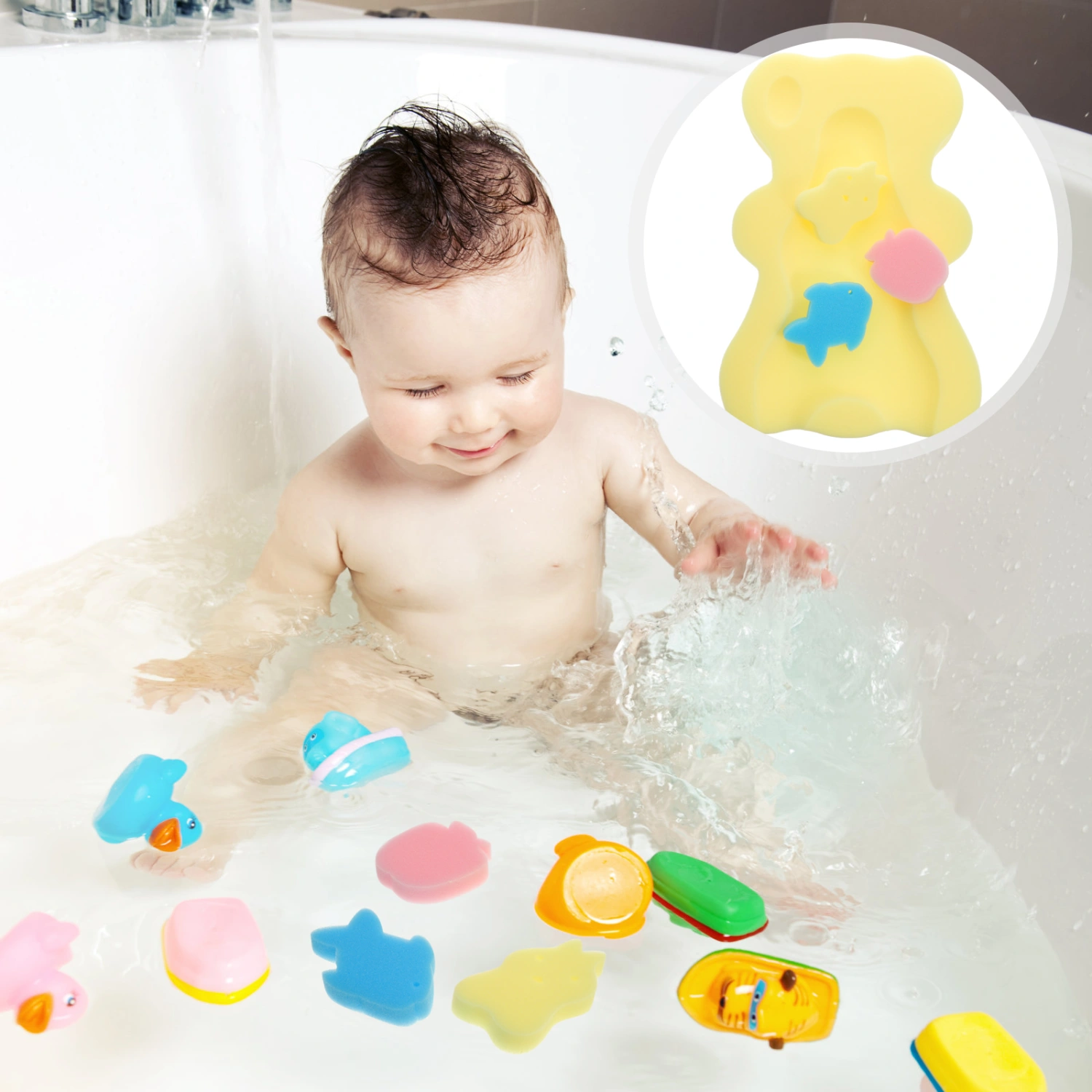 Baby Bath Cushion Mat Baby Bath Sponges Cushion Baby Bathtub Mat Bath Support Random Style