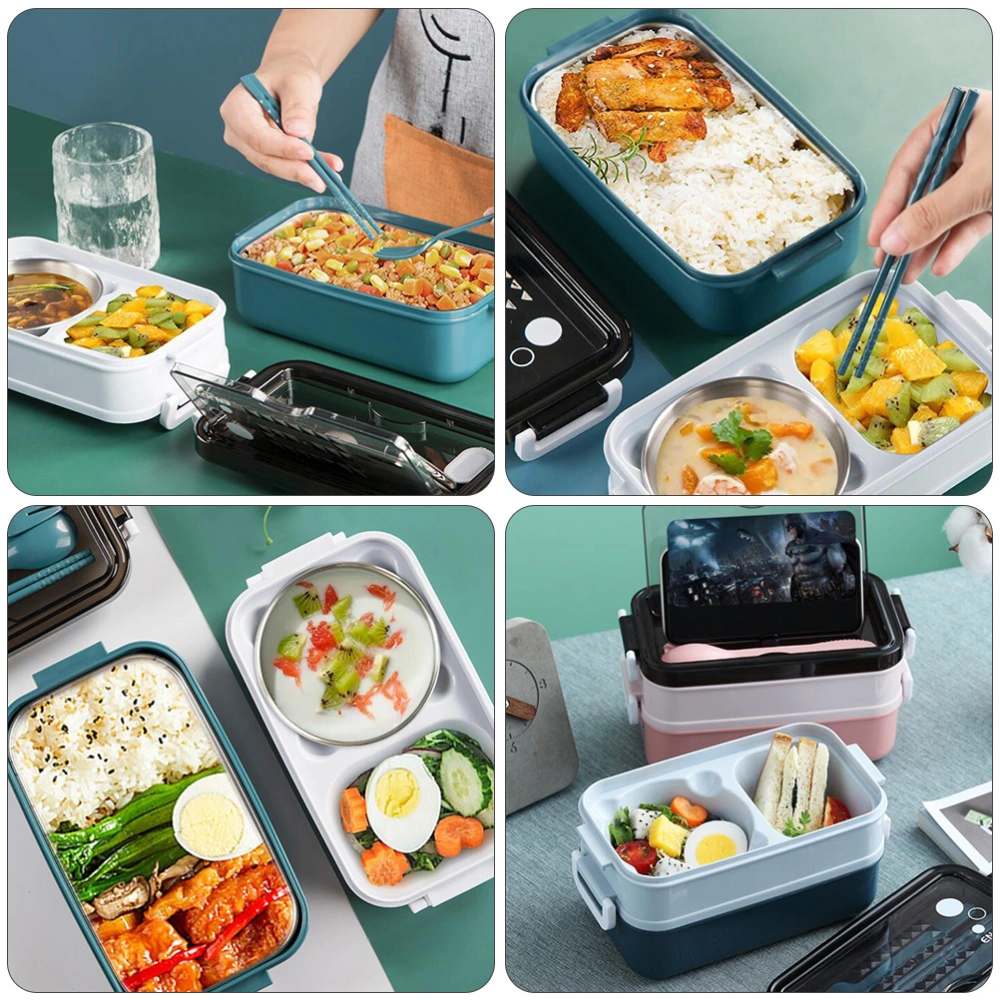 Stainless Steel Lunch Box Japanese Style Bento Box Double-Layer Food Container