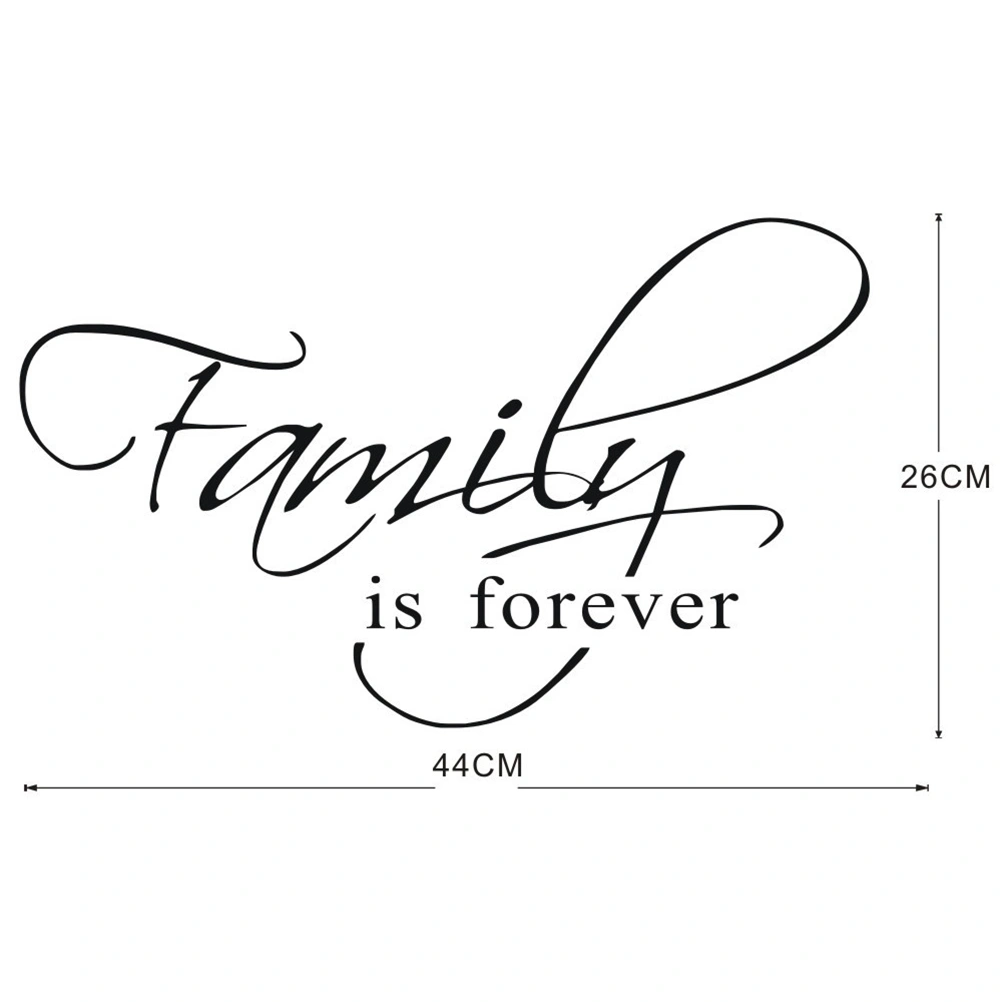 Family Is Forever Wall Sticker Vinyl Lettering Wall Decal Removable DIY Inspirational Quotes Wall Art Decor for Bedroom Living Room Home - 44x26cm