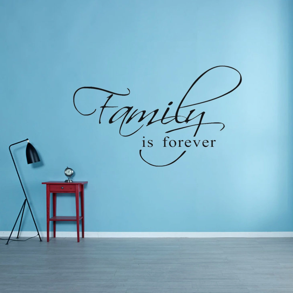 Family Is Forever Wall Sticker Vinyl Lettering Wall Decal Removable DIY Inspirational Quotes Wall Art Decor for Bedroom Living Room Home - 44x26cm