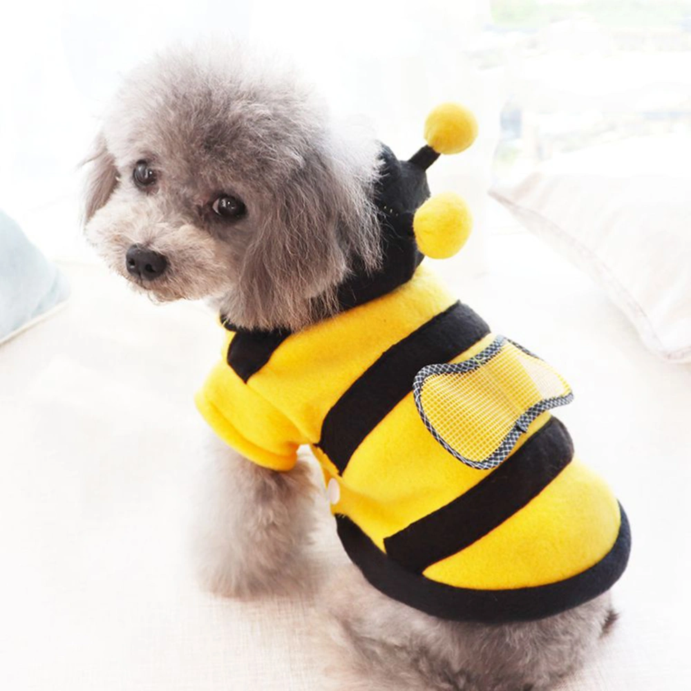 Pet Dress-up Costume Dog One-Piece Clothes Pet Costume Four-leg Bee Cosplay Clothes Yellow and Black Size M