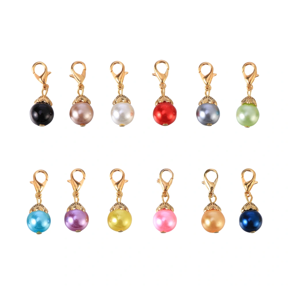 20pcs Colorful Manmade Pearl Dangle Charms Pendant DIY Jewelry Making Accessory with Lobster Clasp (Mixed Color)