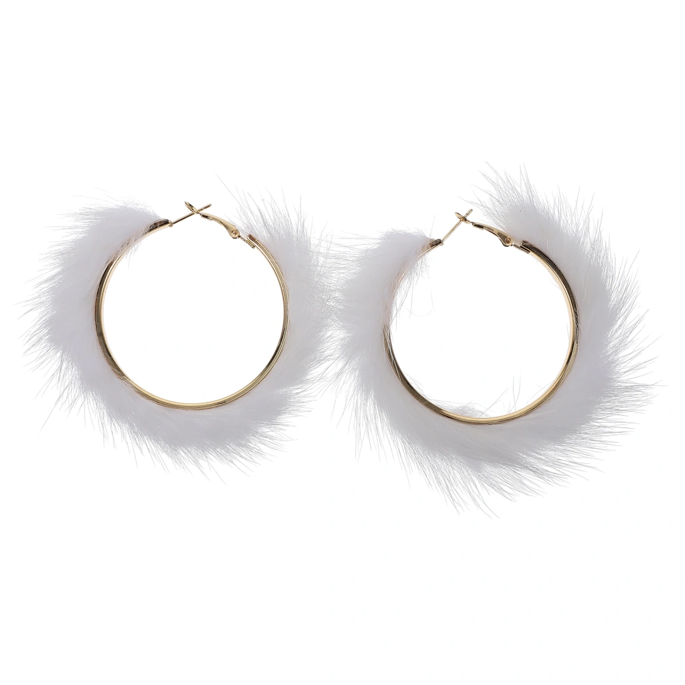 1 Pair Earrings Plush Cover Circular Earbob Ear Pendant Jewelry for Women Lady