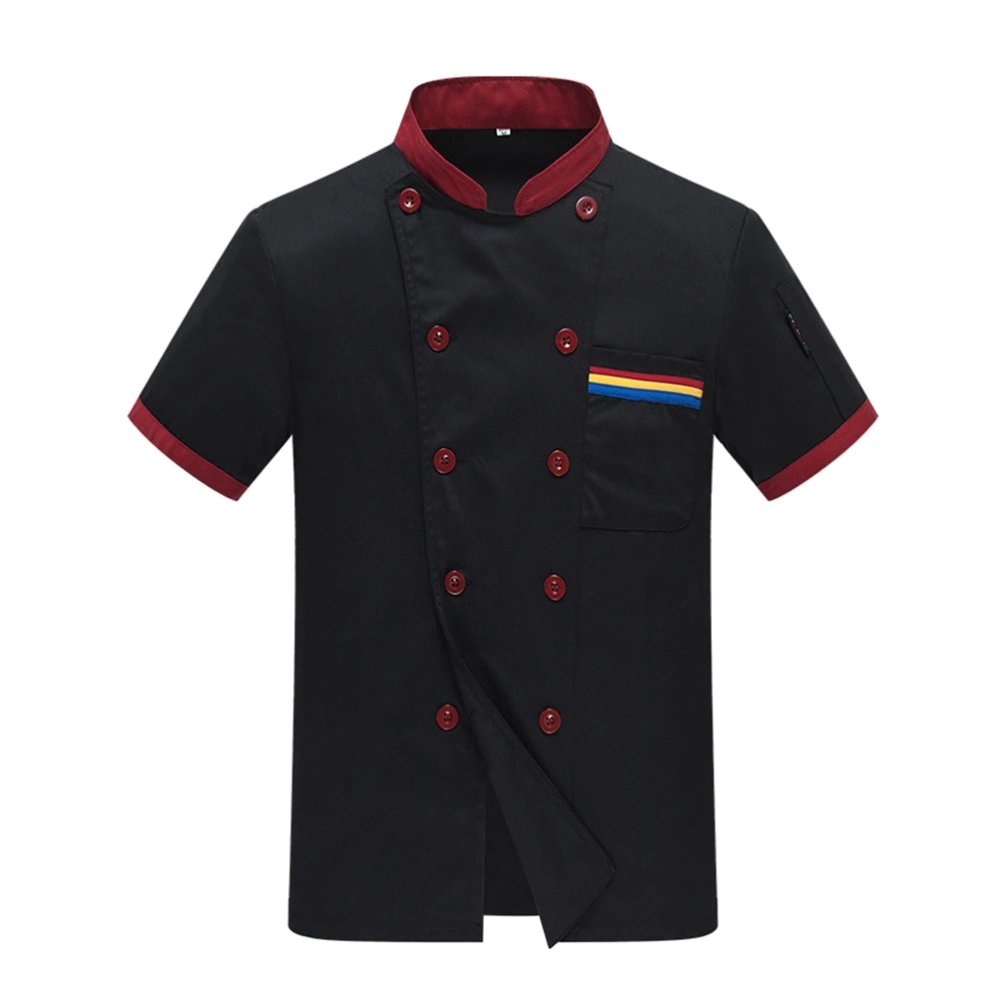 Men Summer Short-sleeved Chef Uniform Basical Chef Tops Catering Shirt for Bakery Hotel Restaurant - Size XL