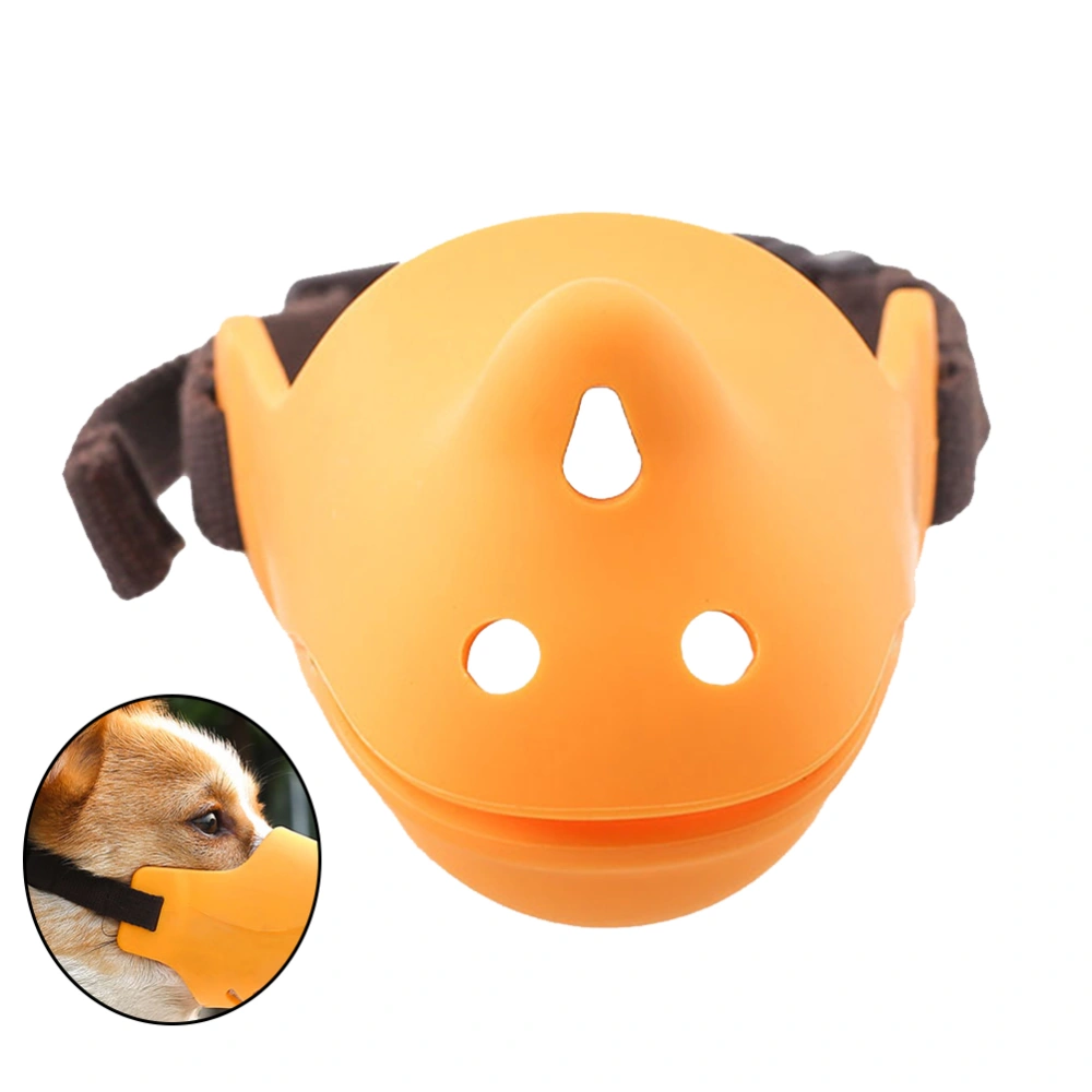 Adjustable Pet Muzzle Mask Anti-Biting and Anti-Barking Mouth Cover Pet Funny Costume Prop Supplies for Dog Puppy (Yellow, Size S)