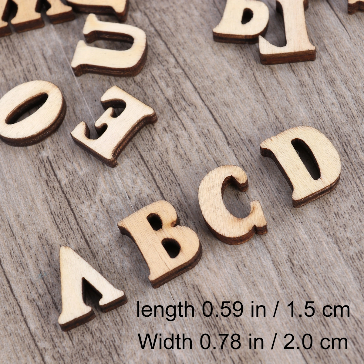 50PCS Unfinished Wooden Capital Letters Alphabet Wood Cutout Discs Assorted Styles For Patchwork Scrapbooking Arts Crafts DIY Decoration Display Decor