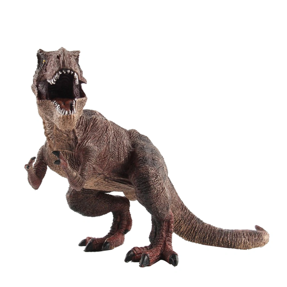 1 Pc Large Size Dinosaur Model Toy Plastic Doll Static Ornaments Educational Toy for Kids(Kneeling Tyrannosaurus, Brown)